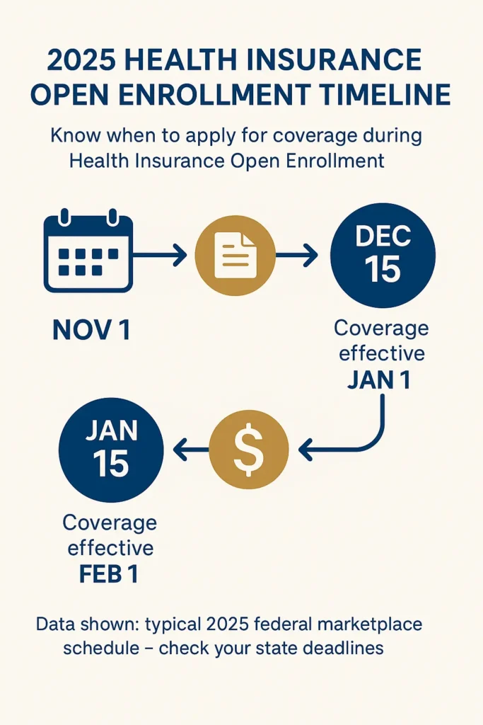 Health Insurance Open Enrollment Guide 2025 Health Insurance Open Enrollment timeline of 2025 Health Insurance Open Enrollment key dates