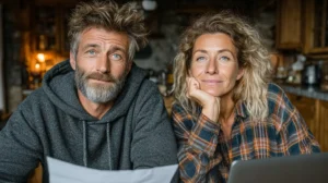 Driver reviewing car insurance claim denied letter with advisor at home