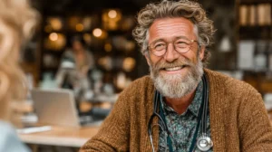 real-life scene showing Medicare Payment Plan 2025 discussion between patient and insurance rep