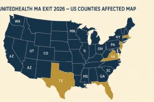 Maps show UnitedHealth leaving Medicare Advantage 2026 counties across the US