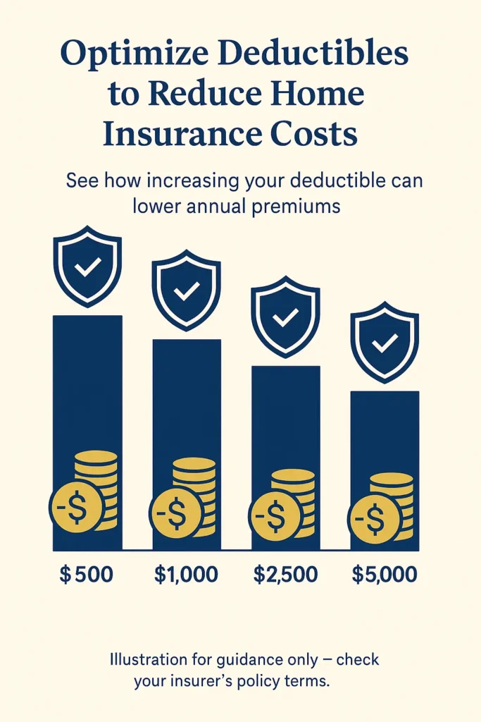 How to Reduce Home Insurance Costs How to Reduce Home Insurance Costs visual chart comparing home insurance costs at different deductible levels