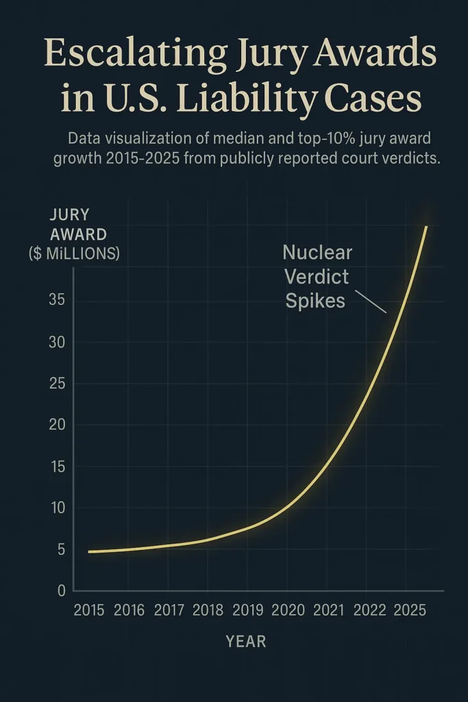 Social Inflation Impact Liability Insurance 2025: Complete Business Guide social inflation impact liability insurance 2025 social inflation impact liability insurance 2025 chart of U.S. jury awards 2015-2025 showing sharp nuclear verdict surge