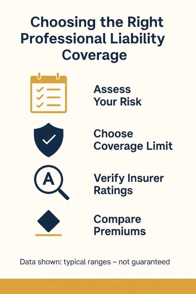 Professional Liability Insurance Professional Liability Insurance checklist of key steps for selecting Professional Liability Insurance coverage