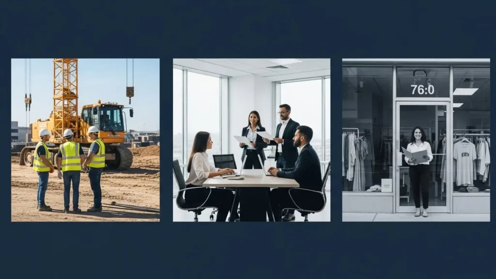 Multiple business types including construction retail and office protected by umbrella coverage