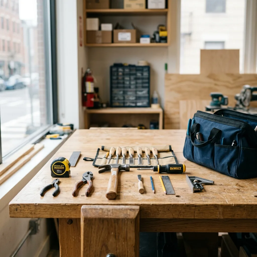 Business Insurance by Industry & Trade hub hero, a tidy small-trade workplace such as a contractor's tools or a salon station in soft natural light