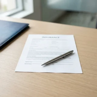 COI, a one-page insurance document and a pen on a tidy desk