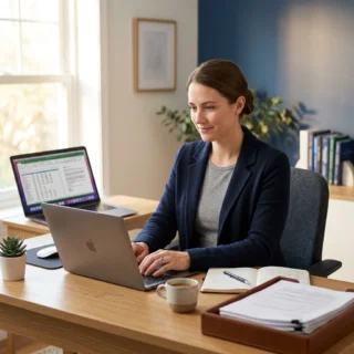 Self-Employed, a self-employed professional working at a tidy home-office desk